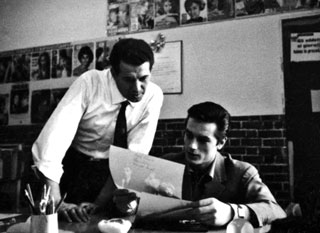 Alain Delon choosing shots with Giancolombo, 1960